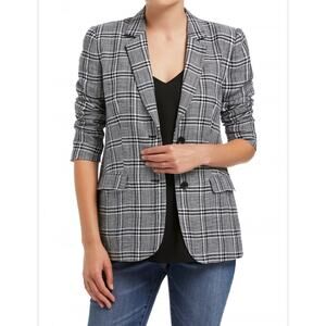 Zara Black & White Plaid Two Button Oversized Blazer Jacket SIZE Medium